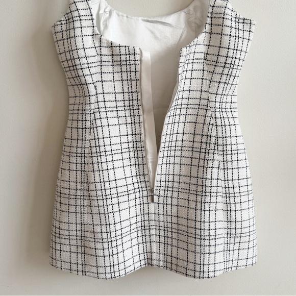 New! MESHKI • Beth Tweed Mini Dress in White Check - Picture 10 of 14